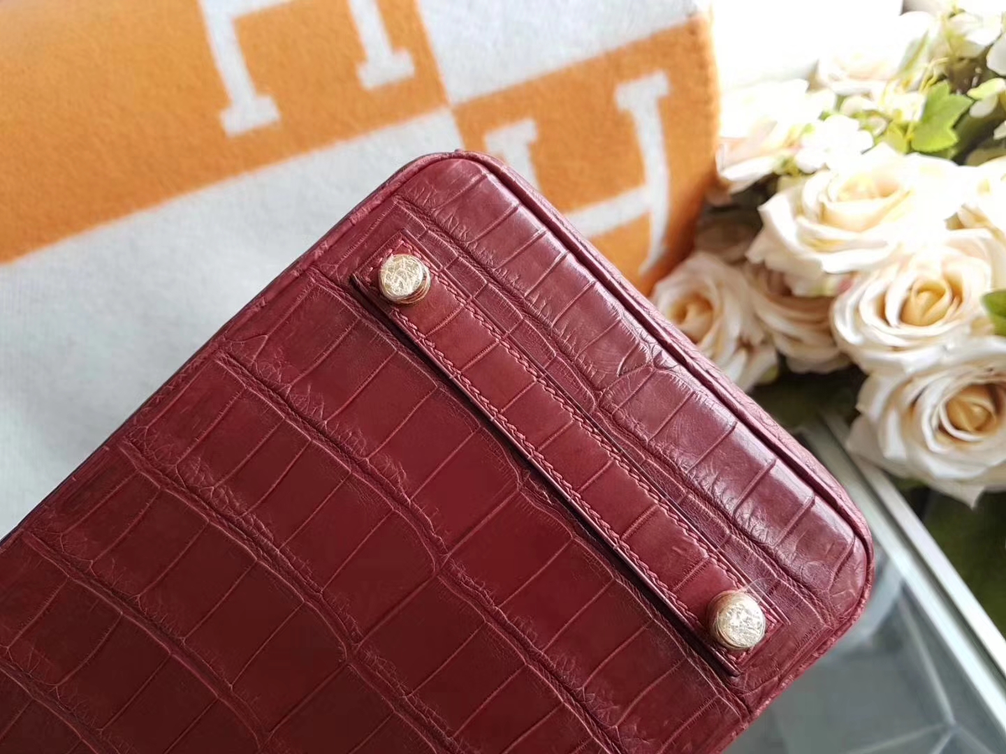 Hermès（爱马仕）Birkin铂金包 Hcp两点鳄鱼皮 Rouge H55 爱马仕红 金扣 30cm