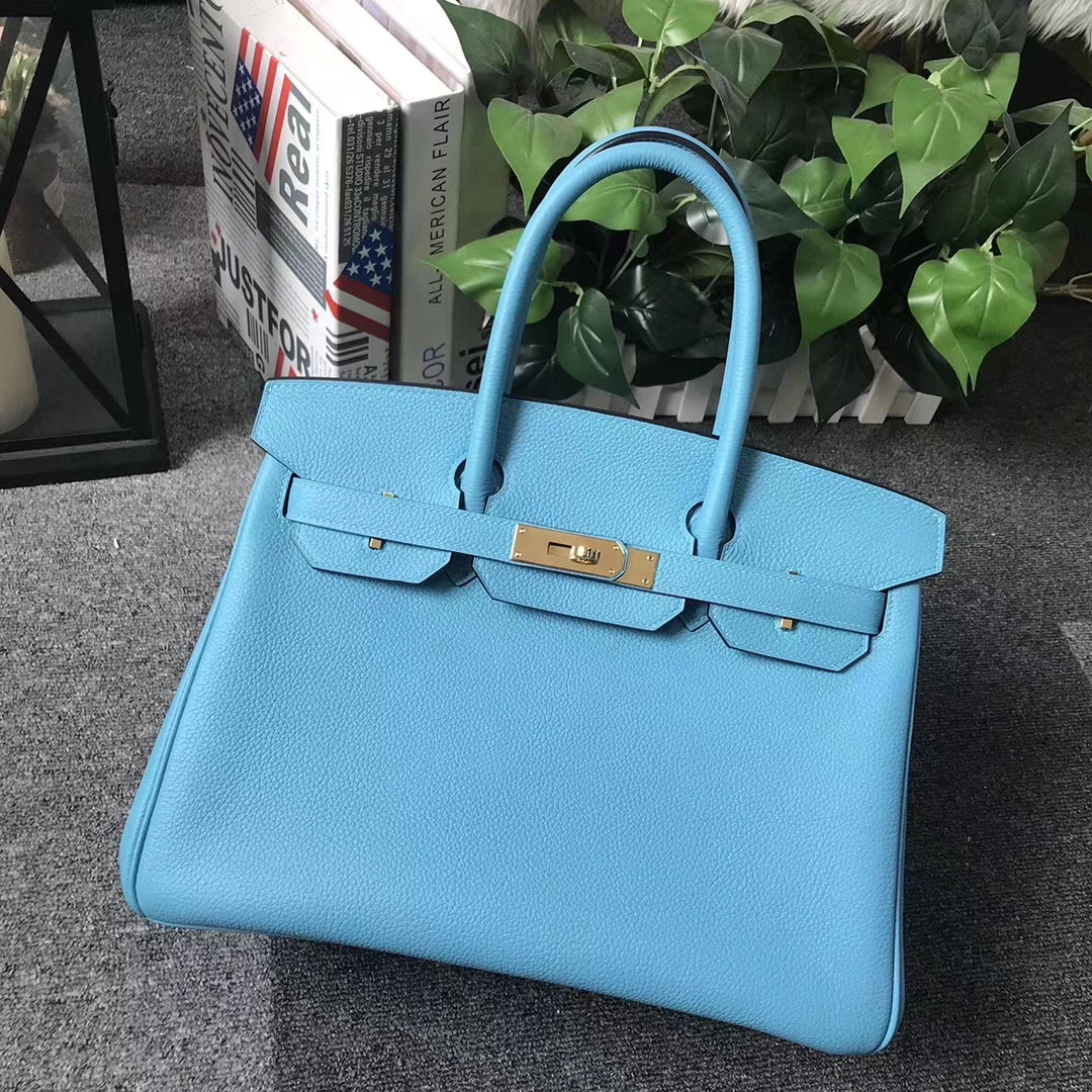 Hermès（爱马仕）Birkin铂金包 北方蓝 原厂御用顶级小牛皮 金扣 30cm