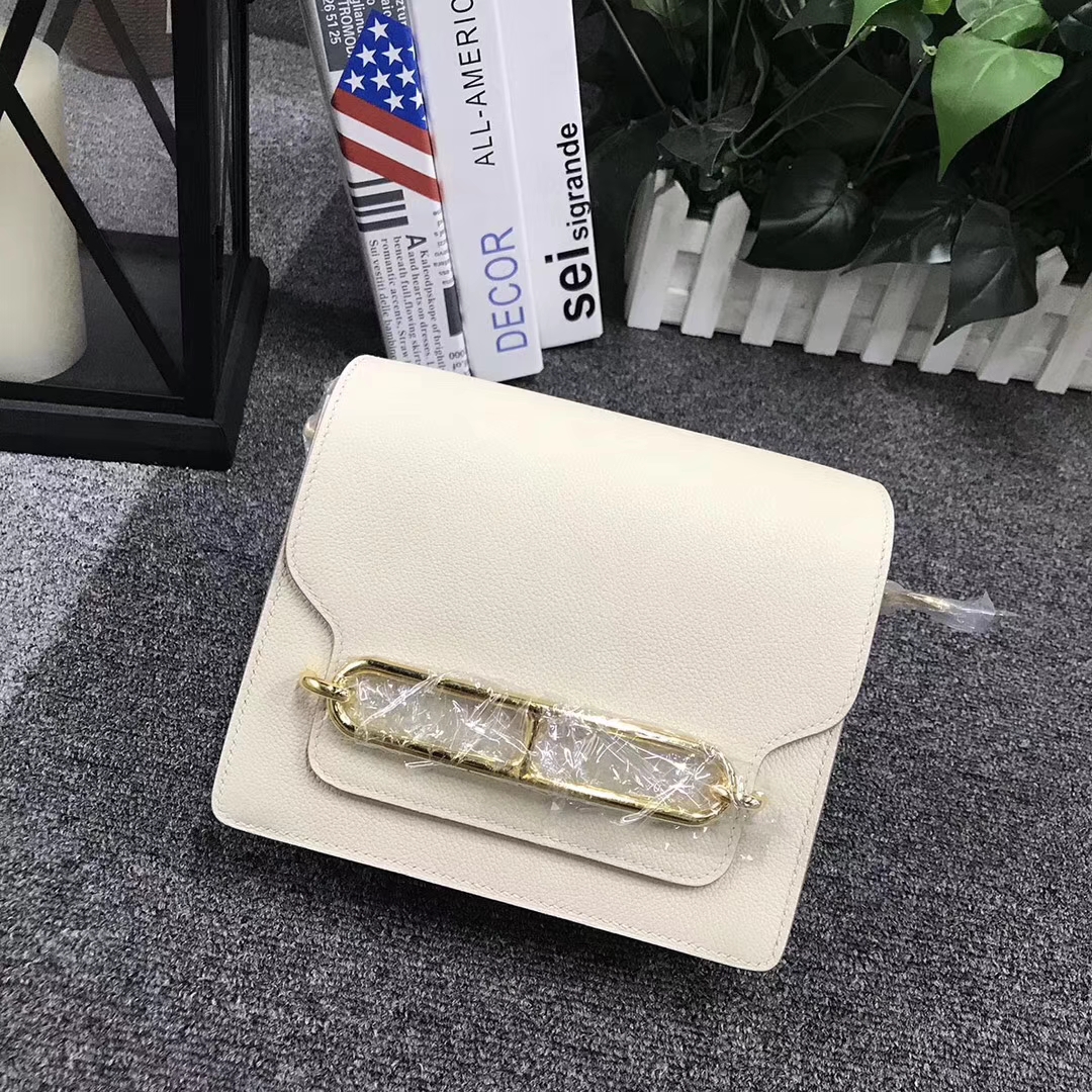 Hermès（爱马仕）Roulis猪鼻包 奶昔白 原厂御用顶级Ever Color 皮 银扣 19cm