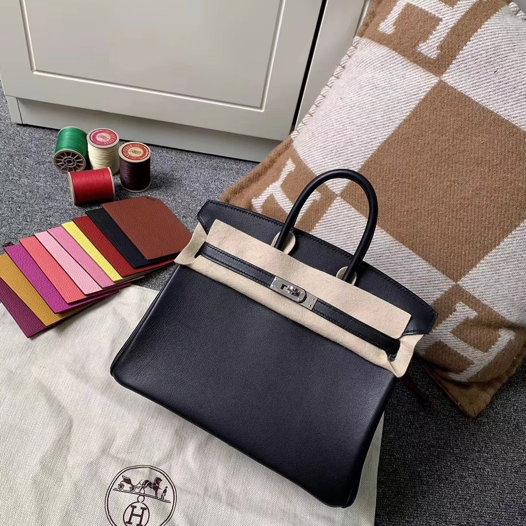 Hermès（爱马仕）Birkin铂金包 CK89 黑色 原厂御用顶级Swift 皮 银扣 25cm