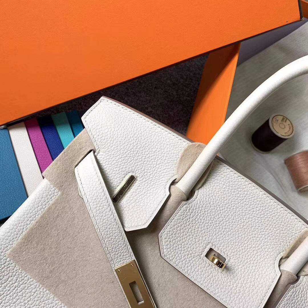 Hermès（爱马仕）奶昔白 原厂御用顶级小牛皮 Birkin 30 金扣 现货
