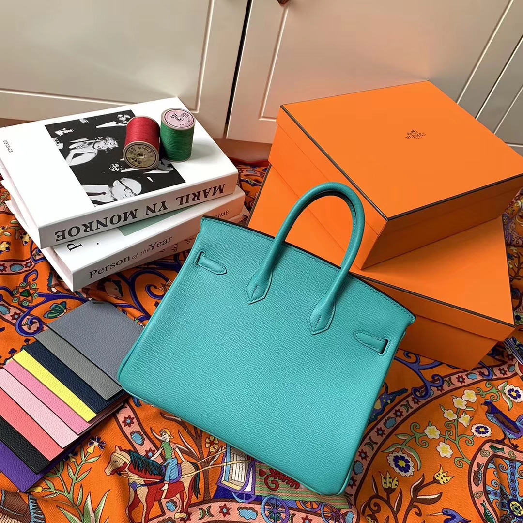 Hermès（爱马仕）罗维纳绿 原厂御用顶级Epsom 皮 Birkin 25 银扣 现货