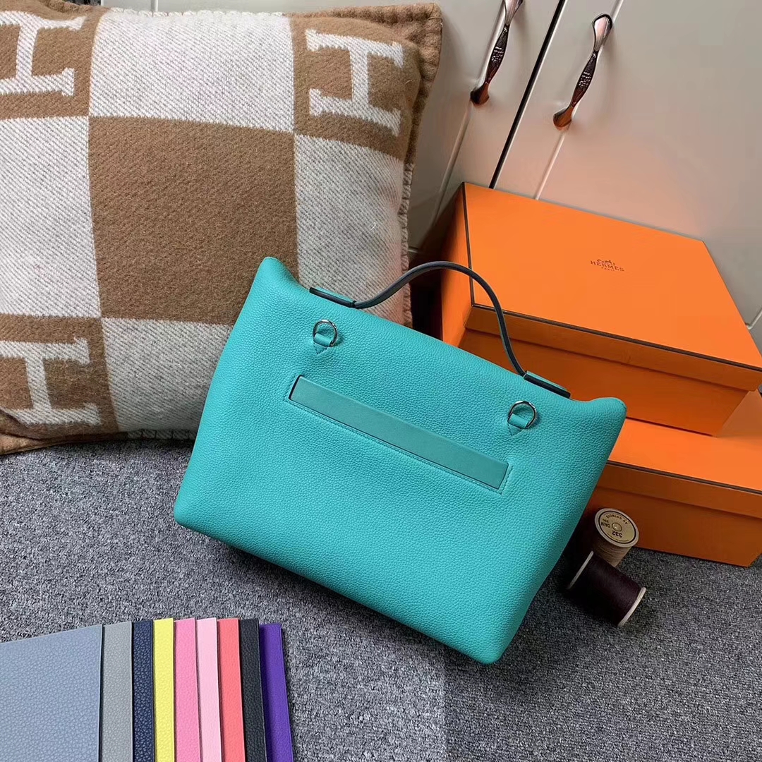 Hermès（爱马仕）罗维纳绿 原厂御用顶级小牛皮拼Swift 皮 2424 银扣