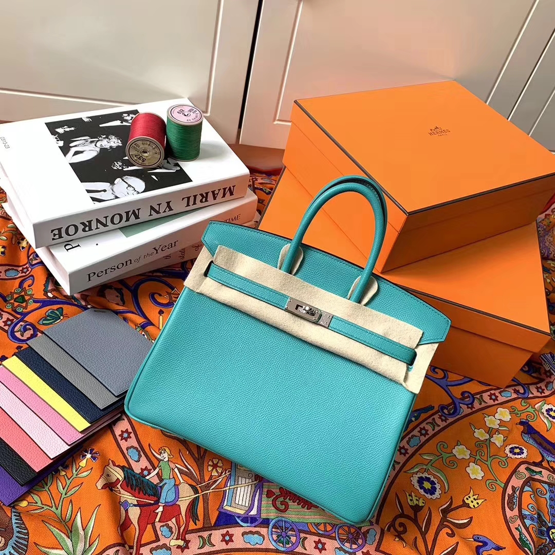 Hermès（爱马仕）罗维纳绿 原厂御用顶级Epsom 皮 Birkin 25 银扣 现货