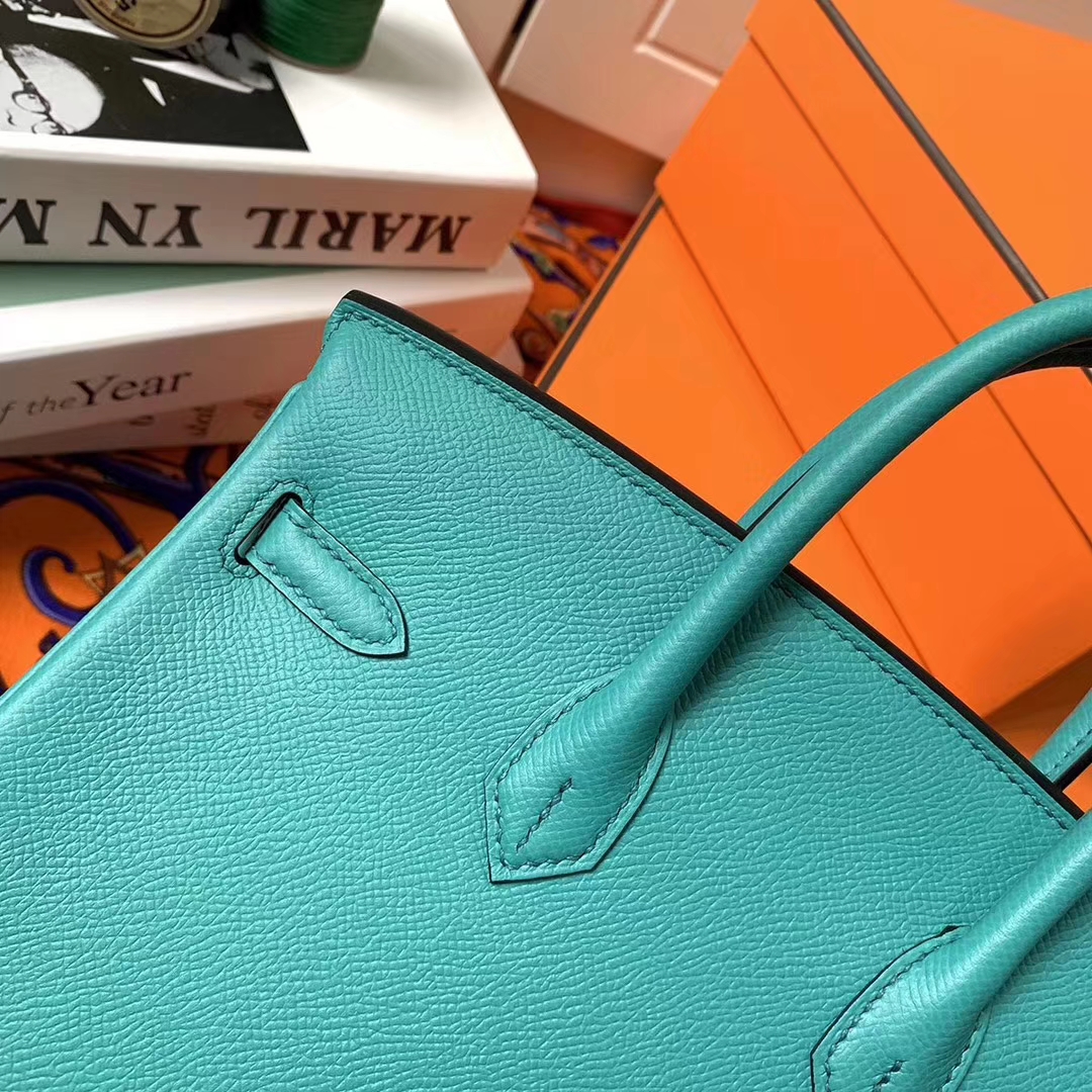 Hermès（爱马仕）罗维纳绿 原厂御用顶级Epsom 皮 Birkin 25 银扣 现货