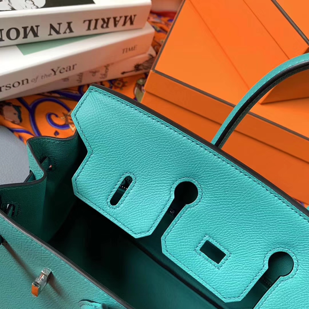 Hermès（爱马仕）罗维纳绿 原厂御用顶级Epsom 皮 Birkin 25 银扣 现货