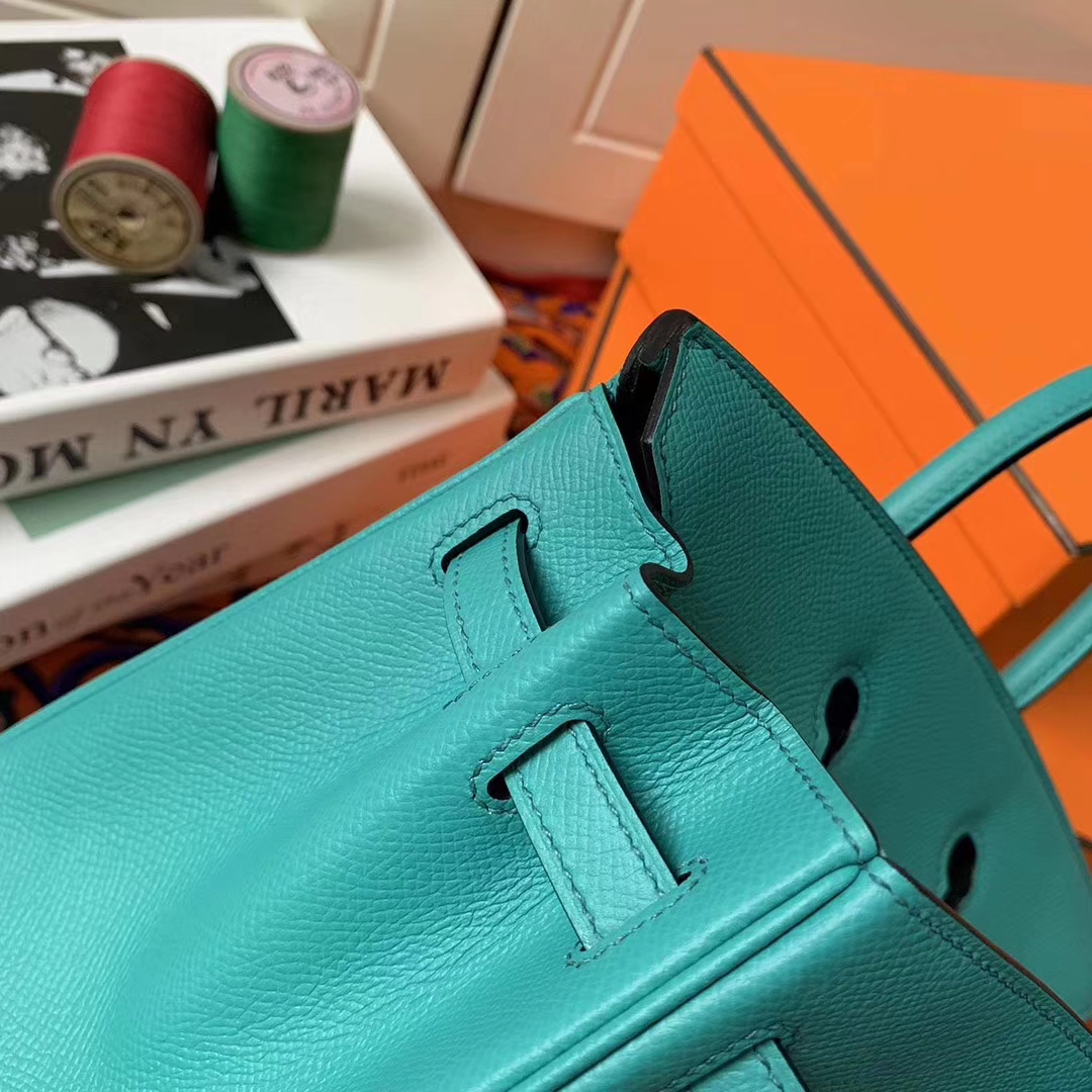 Hermès（爱马仕）罗维纳绿 原厂御用顶级Epsom 皮 Birkin 25 银扣 现货