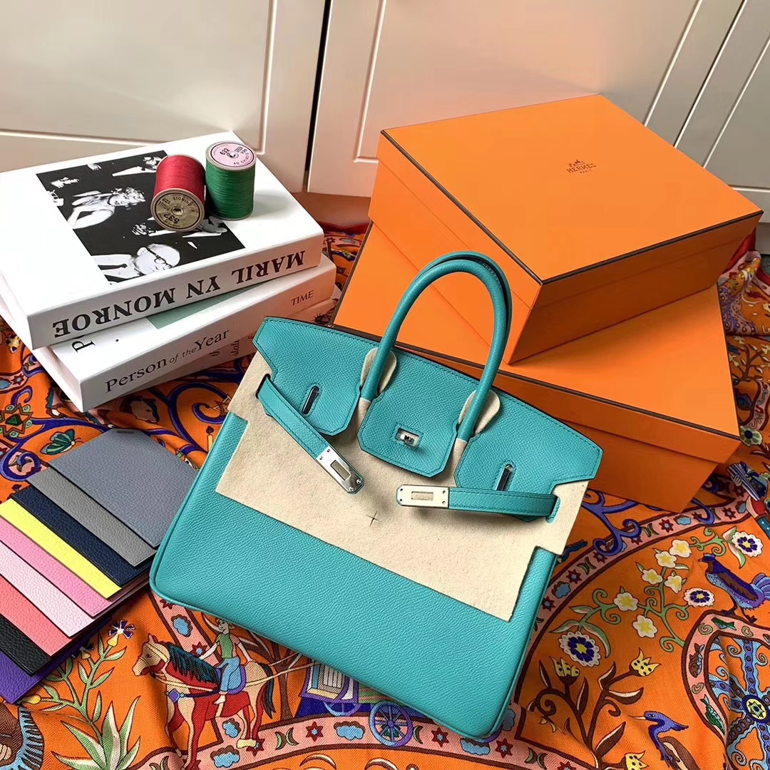 Hermès（爱马仕）罗维纳绿 原厂御用顶级Epsom 皮 Birkin 25 银扣 现货