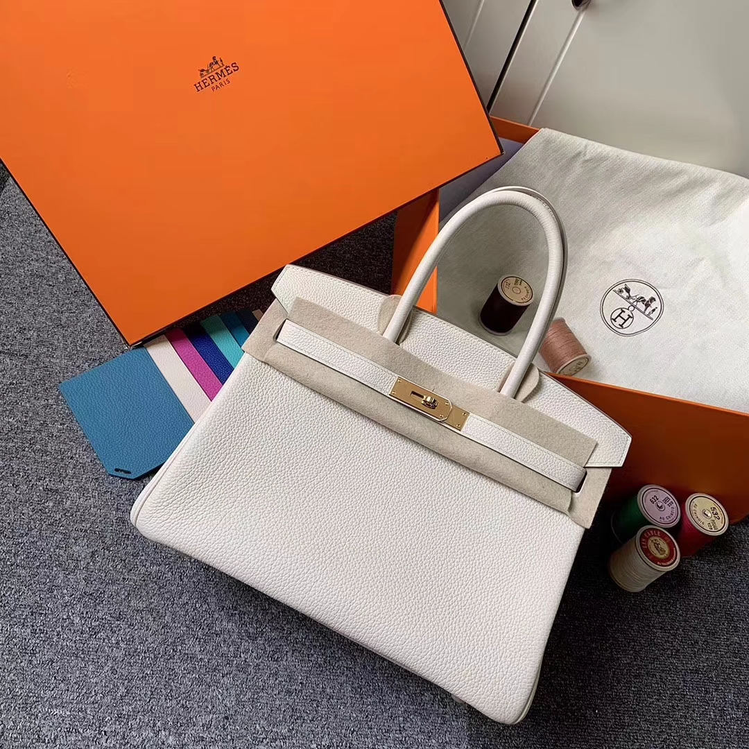 Hermès（爱马仕）奶昔白 原厂御用顶级小牛皮 Birkin 30 金扣 现货