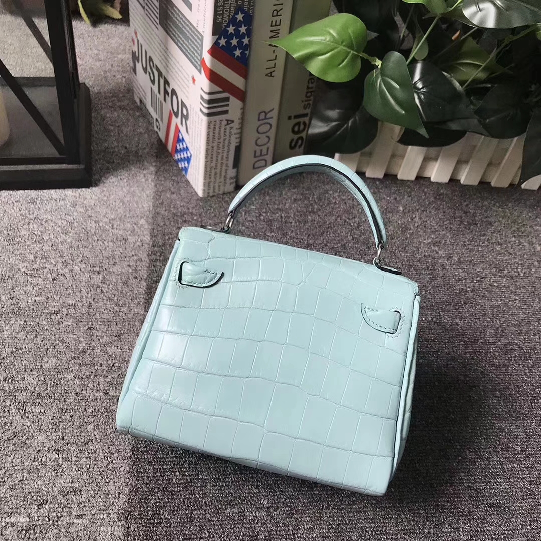 Hermès（爱马仕）Kelly doll 3P马卡龙蓝拼7L普鲁士蓝 原厂御用鳄鱼皮拼Swift 皮 银扣 现货