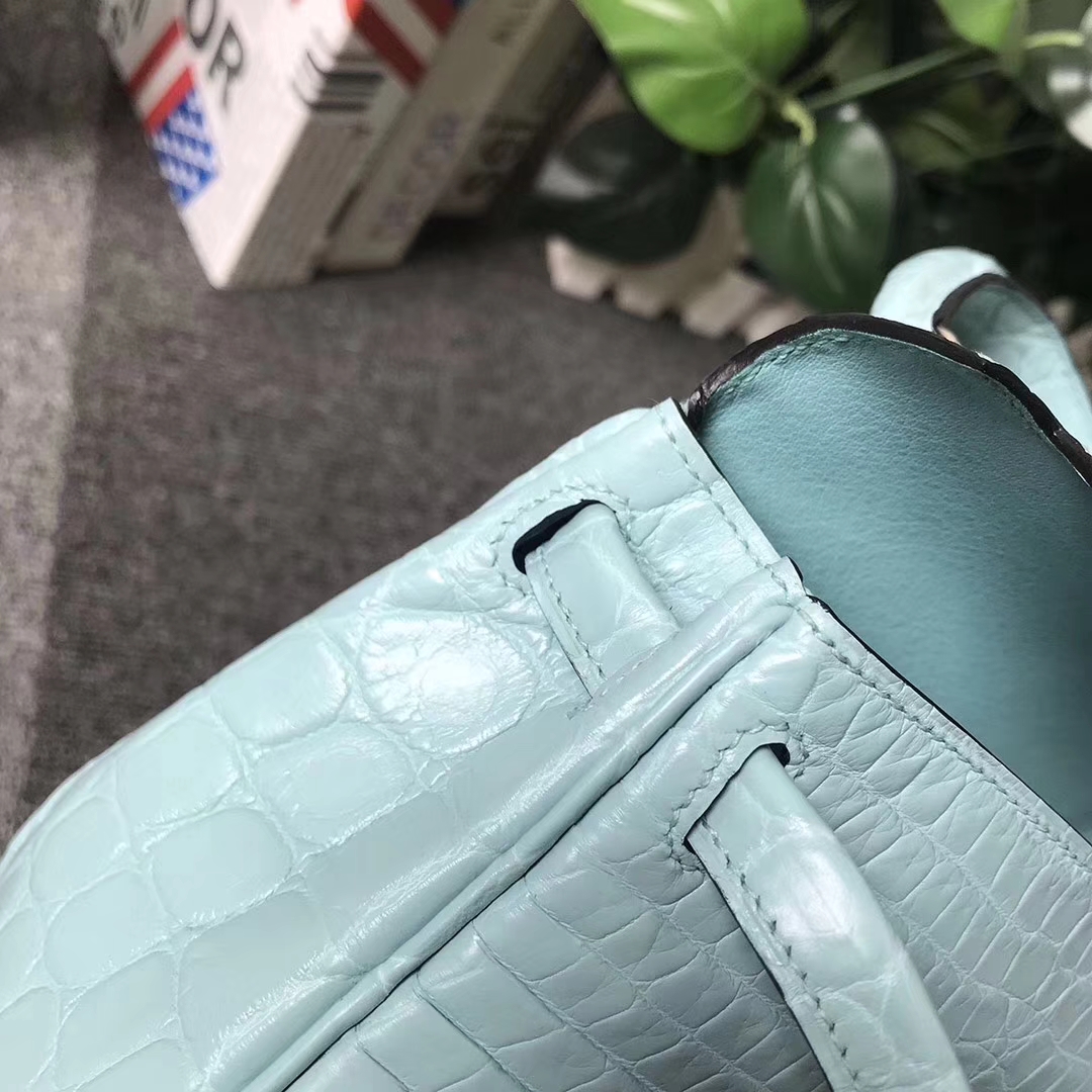 Hermès（爱马仕）Kelly doll 3P马卡龙蓝拼7L普鲁士蓝 原厂御用鳄鱼皮拼Swift 皮 银扣 现货