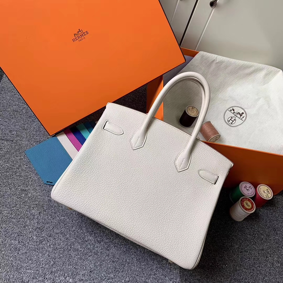 Hermès（爱马仕）奶昔白 原厂御用顶级小牛皮 Birkin 30 金扣 现货