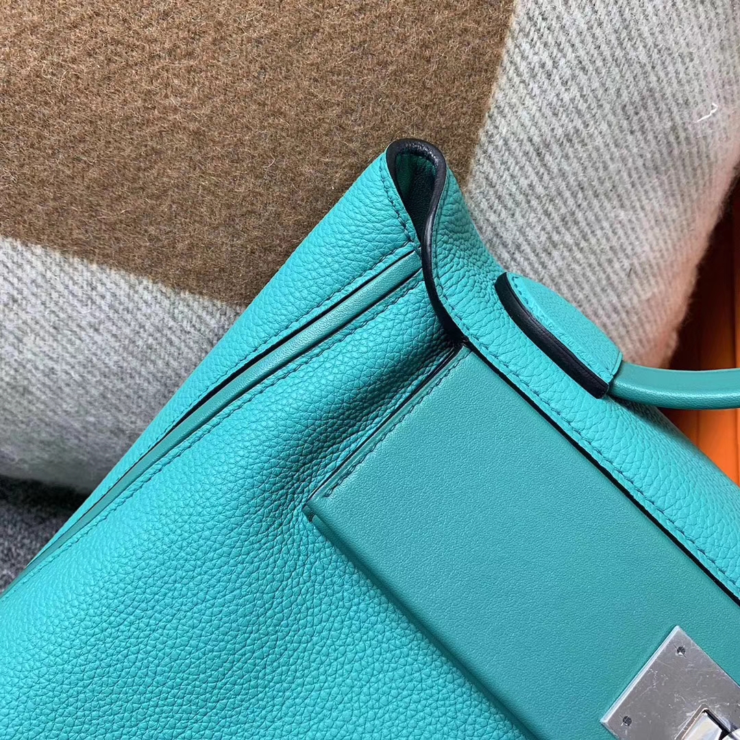 Hermès（爱马仕）罗维纳绿 原厂御用顶级小牛皮拼Swift 皮 2424 银扣