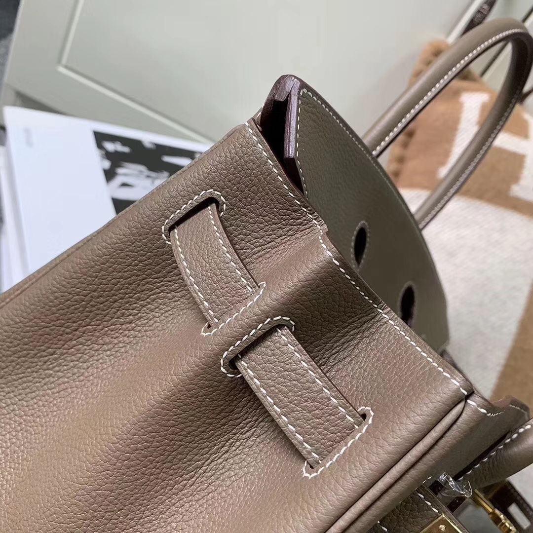 Hermès（爱马仕）Birkin铂金包 CK18 大象灰 原厂御用顶级小牛皮 金扣 30cm 现货