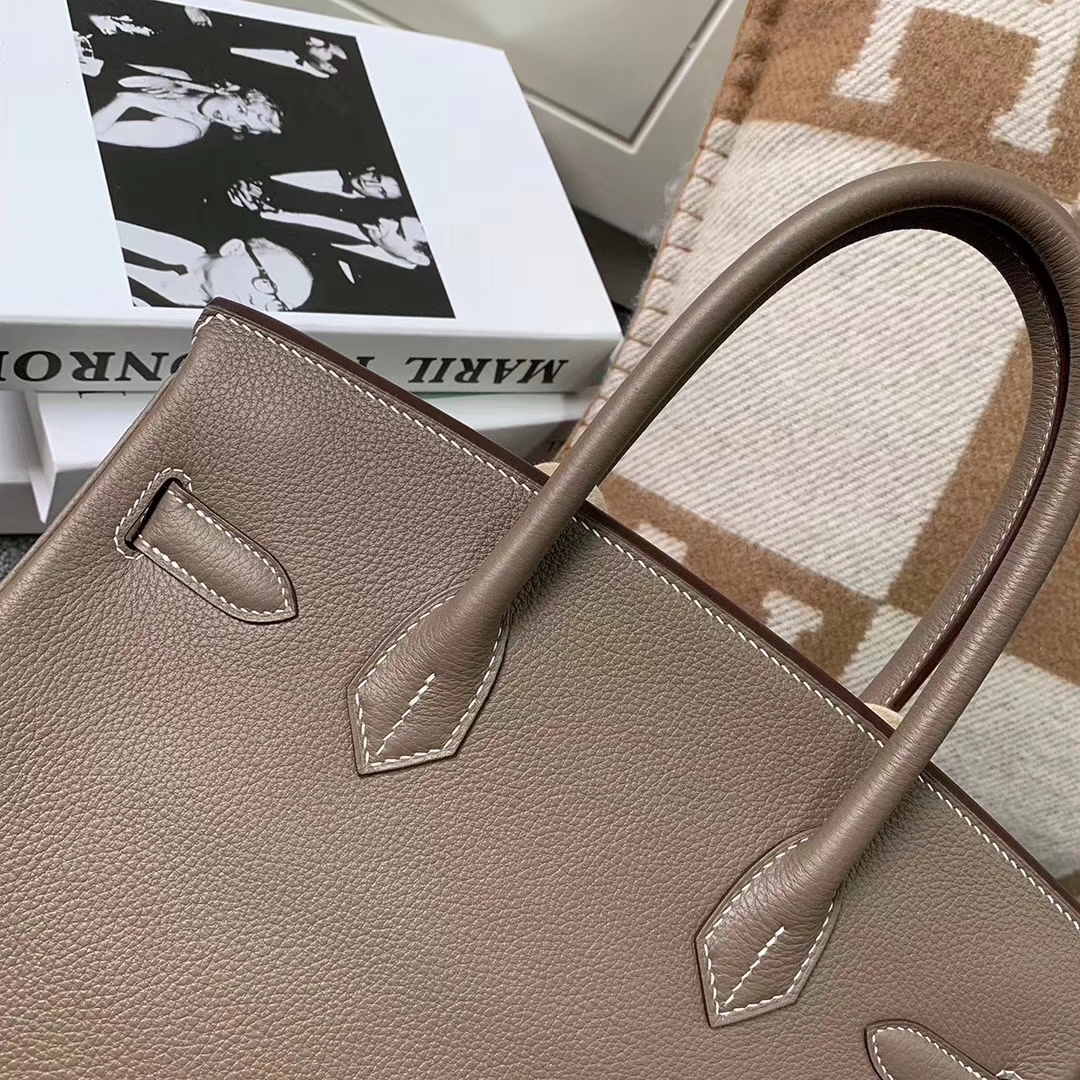 Hermès（爱马仕）Birkin铂金包 CK18 大象灰 原厂御用顶级小牛皮 金扣 30cm 现货