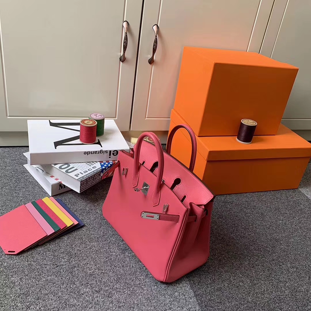 Hermès（爱马仕）8W新唇膏粉 原厂御用顶级Swift 皮 Birkin 25 银扣