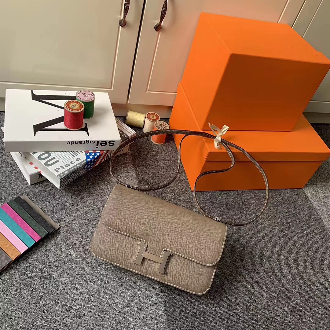 Hermès（爱马仕）CK18 大象灰 原厂御用顶级Epsom 皮 Constance 26 银扣 现货