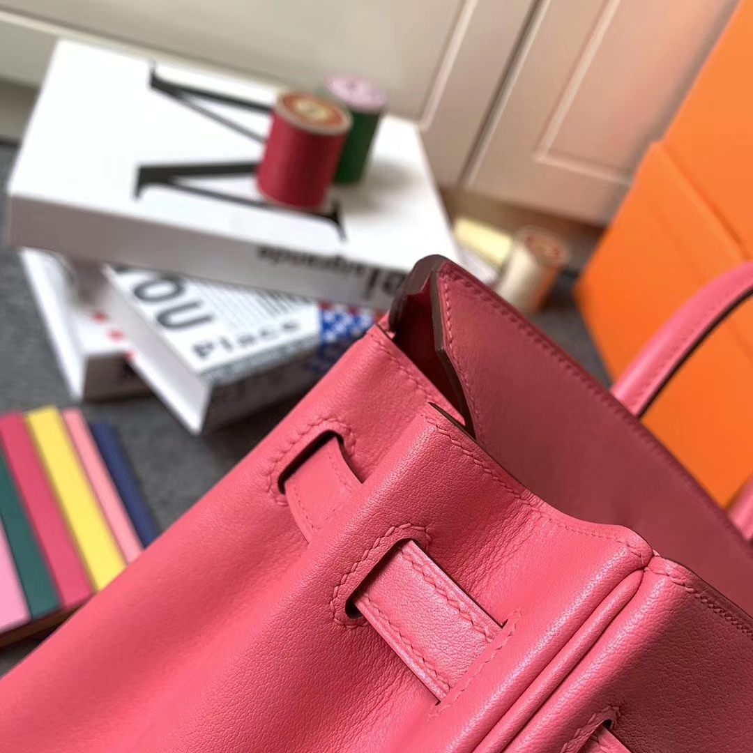 Hermès（爱马仕）8W新唇膏粉 原厂御用顶级Swift 皮 Birkin 25 银扣