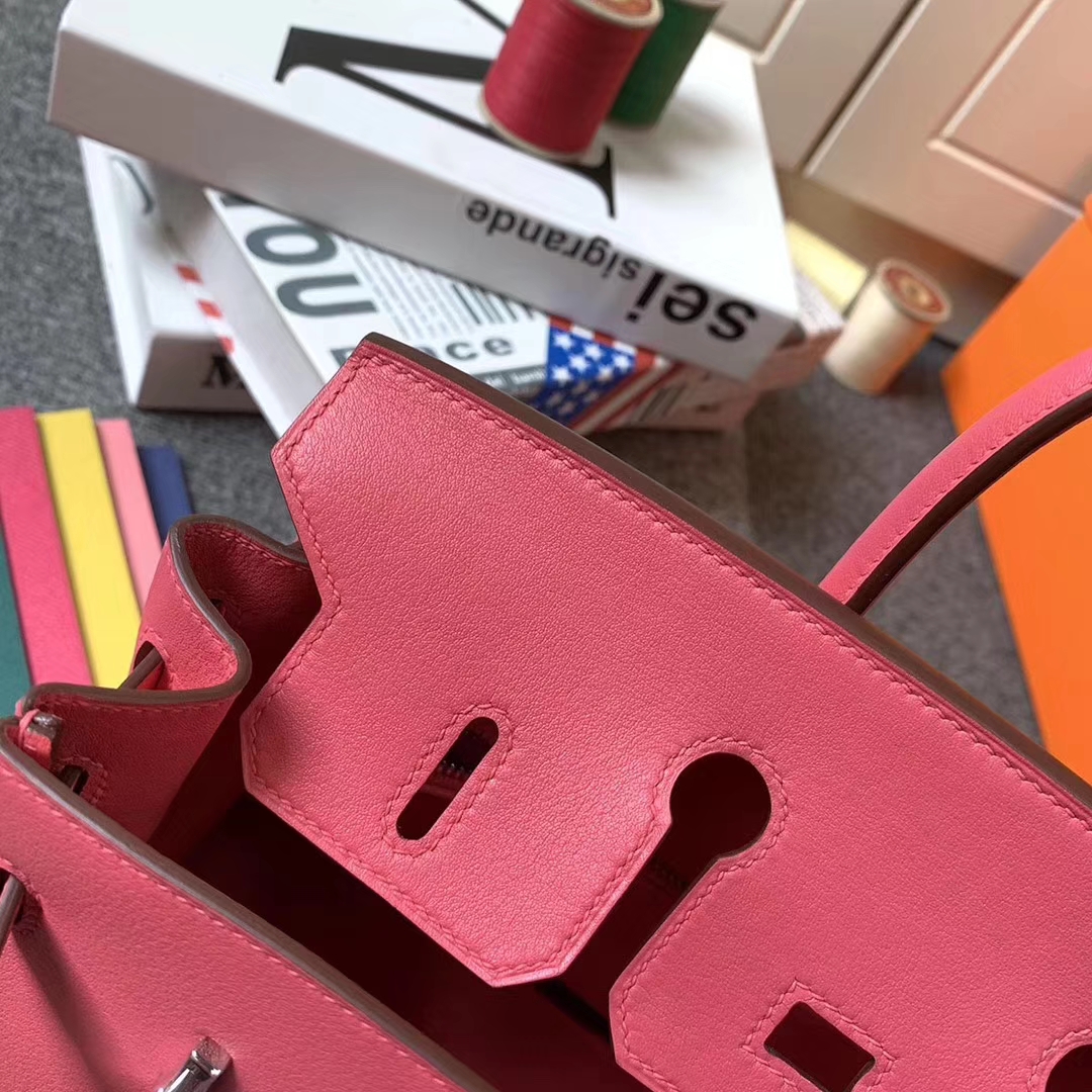 Hermès（爱马仕）8W新唇膏粉 原厂御用顶级Swift 皮 Birkin 25 银扣