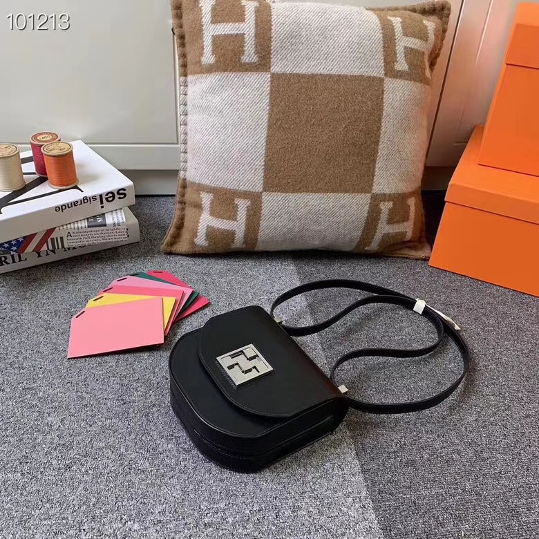 Hermès（爱马仕）黑色 原厂御用顶级box皮 马赛克 银扣