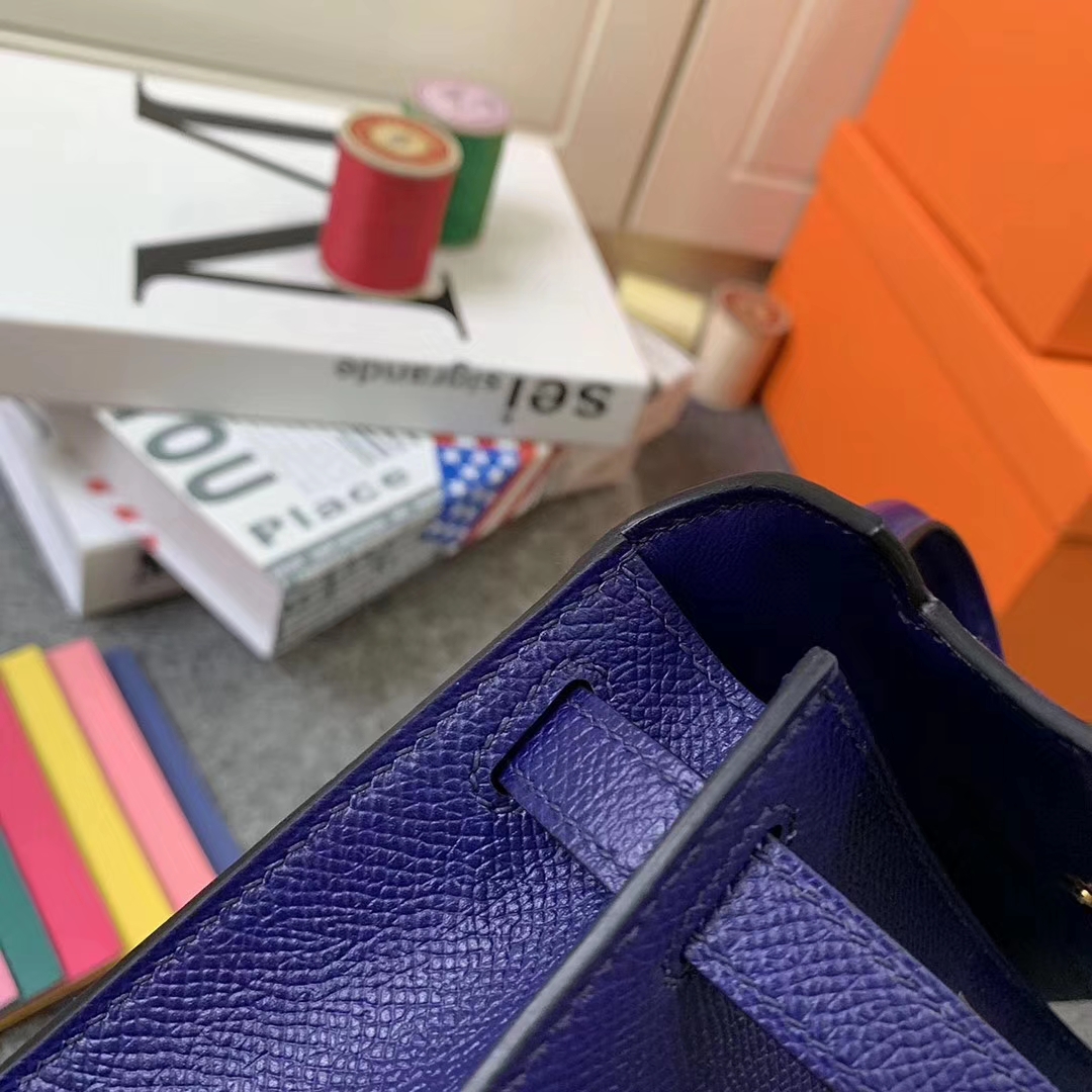 Hermès（爱马仕）M3 墨水蓝 原厂御用顶级Epsom 皮  Mini Kelly 二代 金扣 现货
