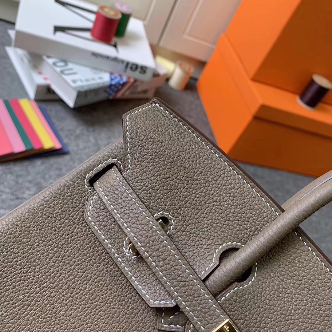 Hermès（爱马仕）CK18 大象灰 原厂御用顶级小牛皮 Birkin 25 金扣 现货