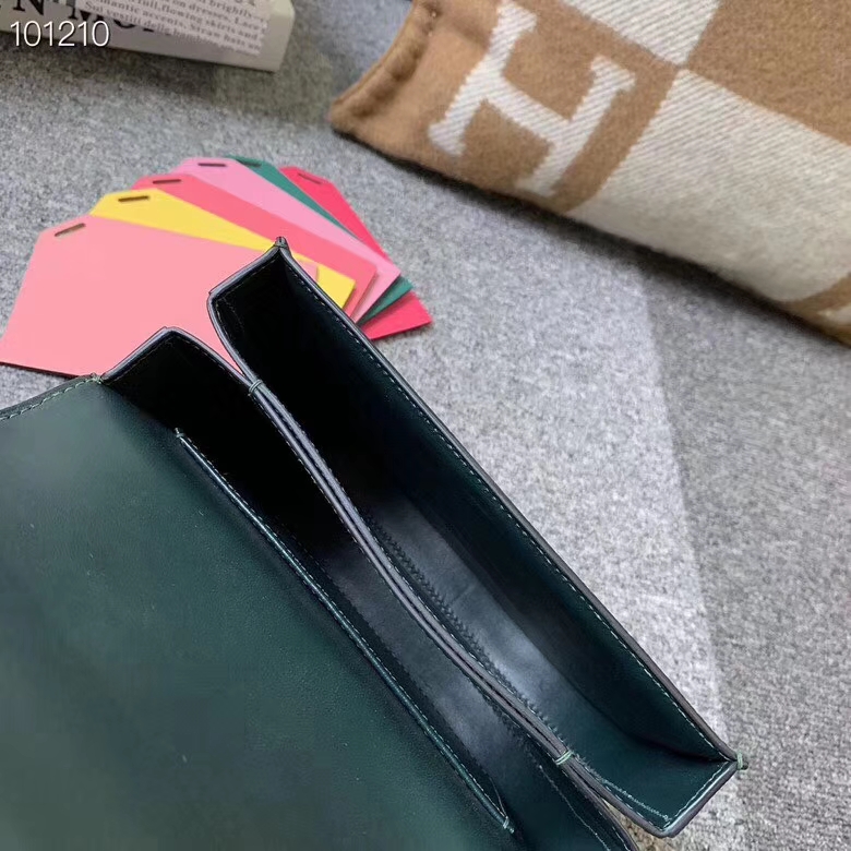 Hermès（爱马仕）松柏绿 原厂御用顶级Epsom 皮 马赛克 银扣