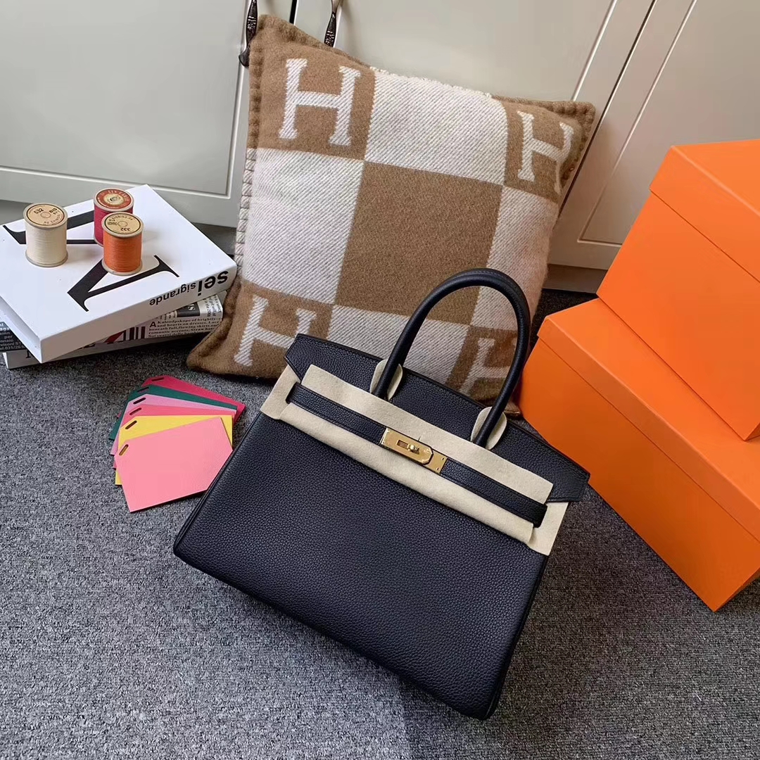 Hermès（爱马仕）CK89 黑色 原厂御用顶级小牛皮 Birkin 30 金扣 现货