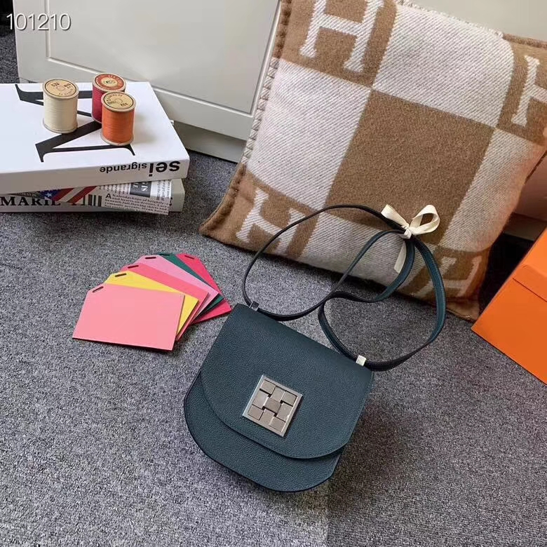 Hermès（爱马仕）松柏绿 原厂御用顶级Epsom 皮 马赛克 银扣