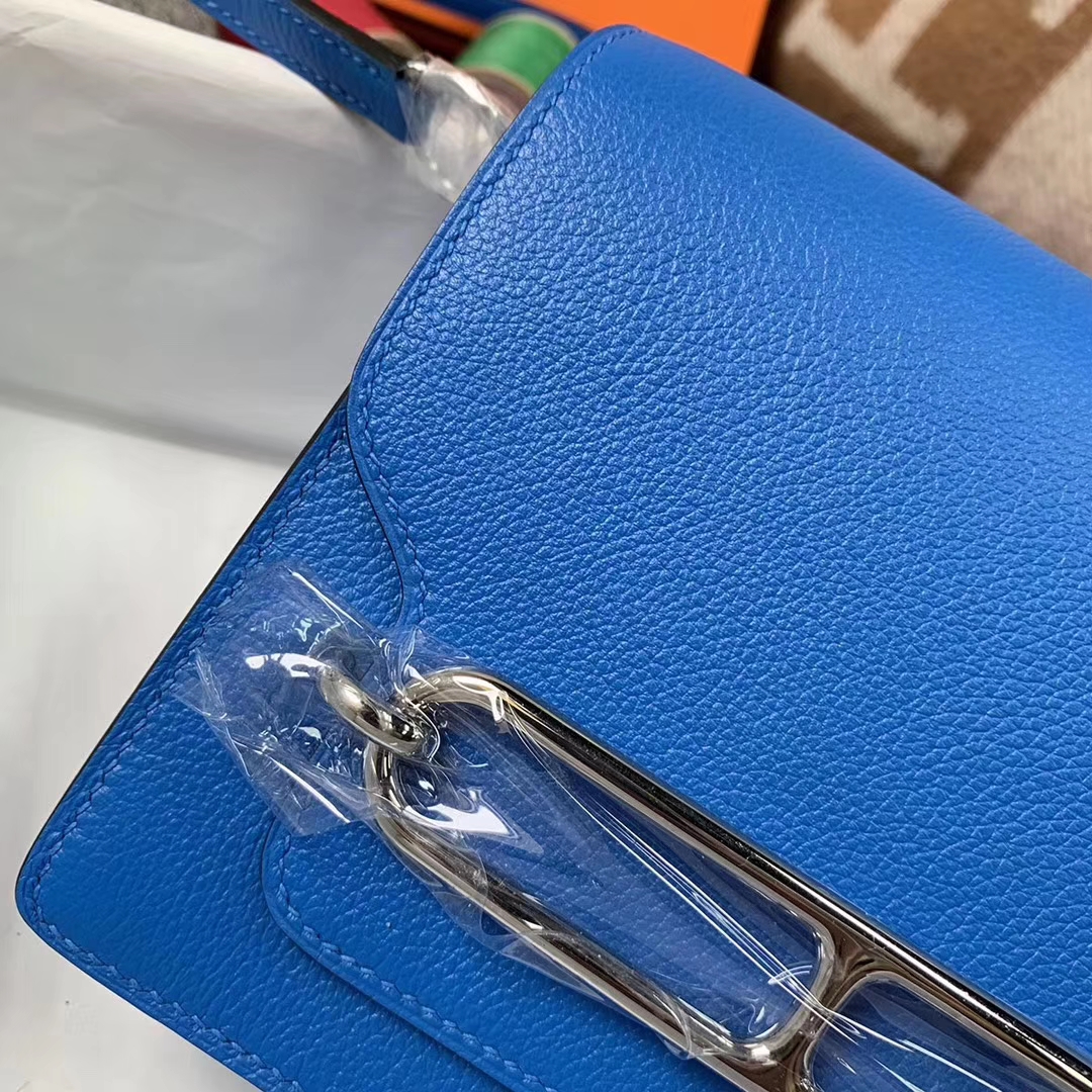 Hermès（爱马仕）Roulis 猪鼻包 B3 坦桑尼亚蓝 原厂御用顶级Ever color 银扣 19cm 现货