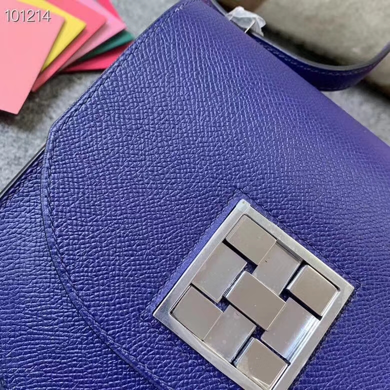 Hermès（爱马仕）深遂蓝 原厂御用顶级Epsom 皮 马赛克 银扣