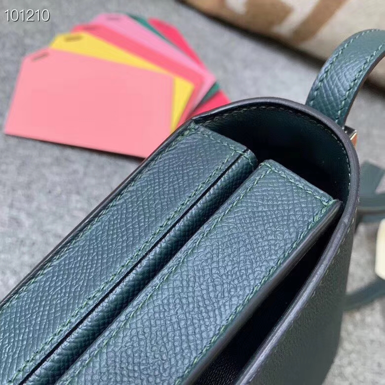 Hermès（爱马仕）松柏绿 原厂御用顶级Epsom 皮 马赛克 银扣