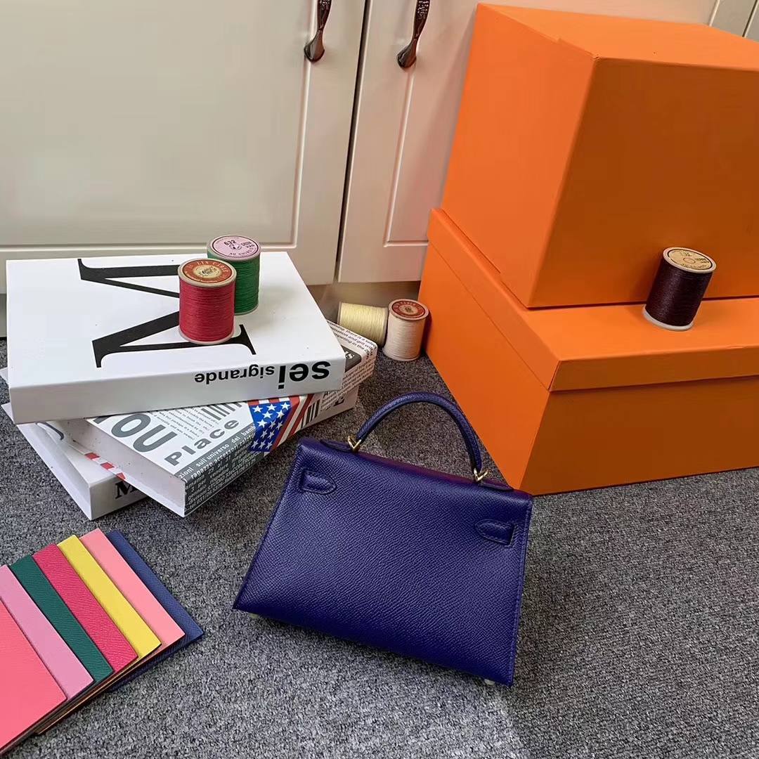Hermès（爱马仕）M3 墨水蓝 原厂御用顶级Epsom 皮  Mini Kelly 二代 金扣 现货