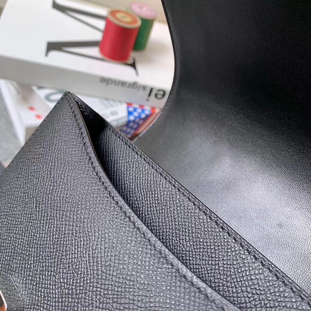 Hermès（爱马仕）CK89 黑色 原厂御用顶级Epsom 皮 Constance 19 银扣 现货