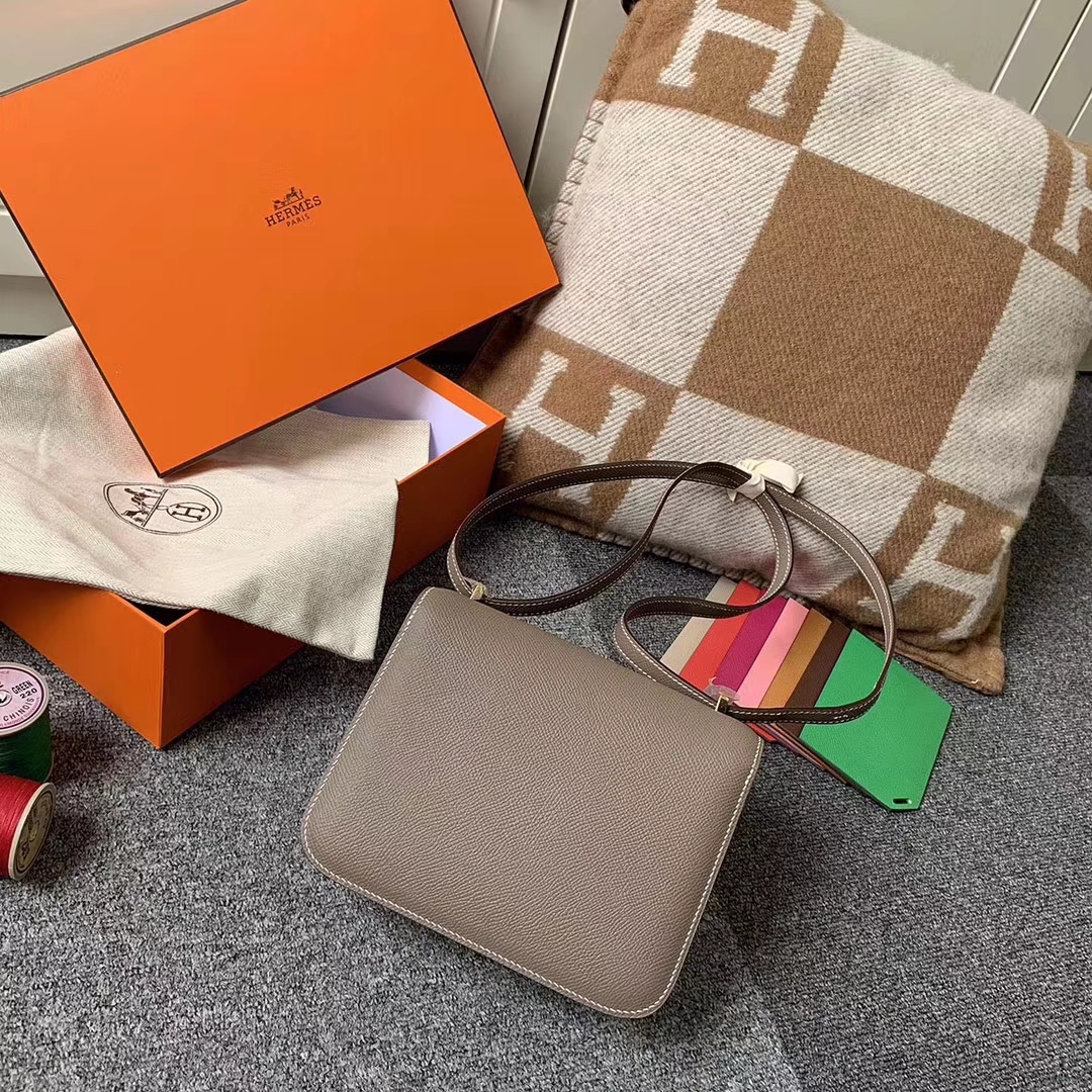 Hermès（爱马仕）CK18 大象灰 原厂御用顶级Epsom 皮 Constance 19 金扣 现货
