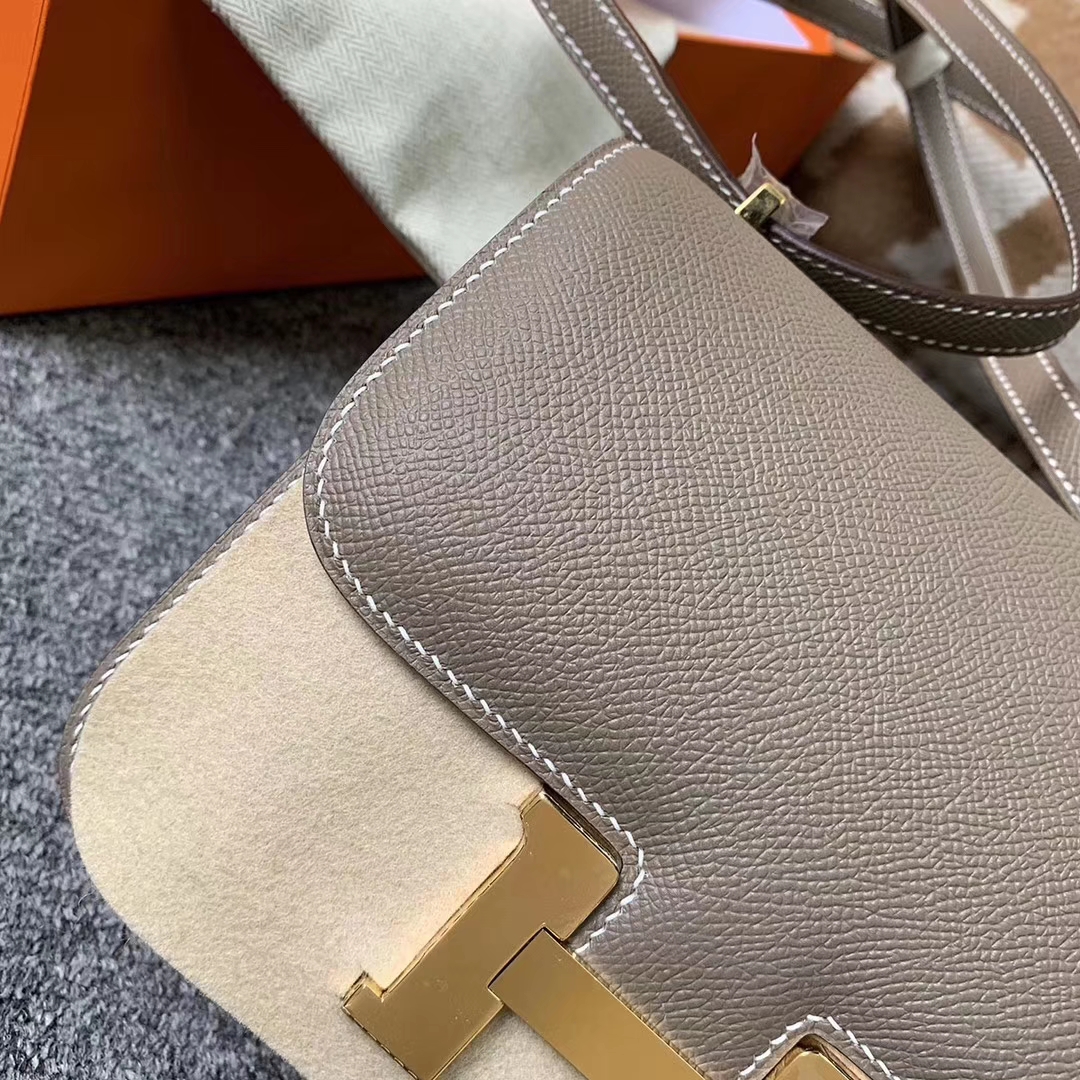 Hermès（爱马仕）CK18 大象灰 原厂御用顶级Epsom 皮 Constance 19 金扣 现货