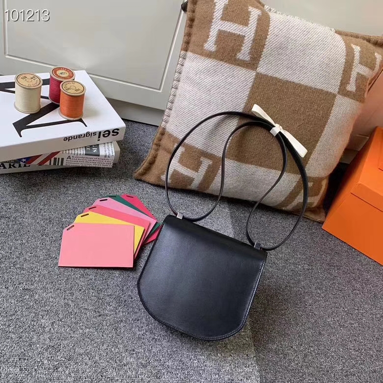 Hermès（爱马仕）黑色 原厂御用顶级box皮 马赛克 银扣