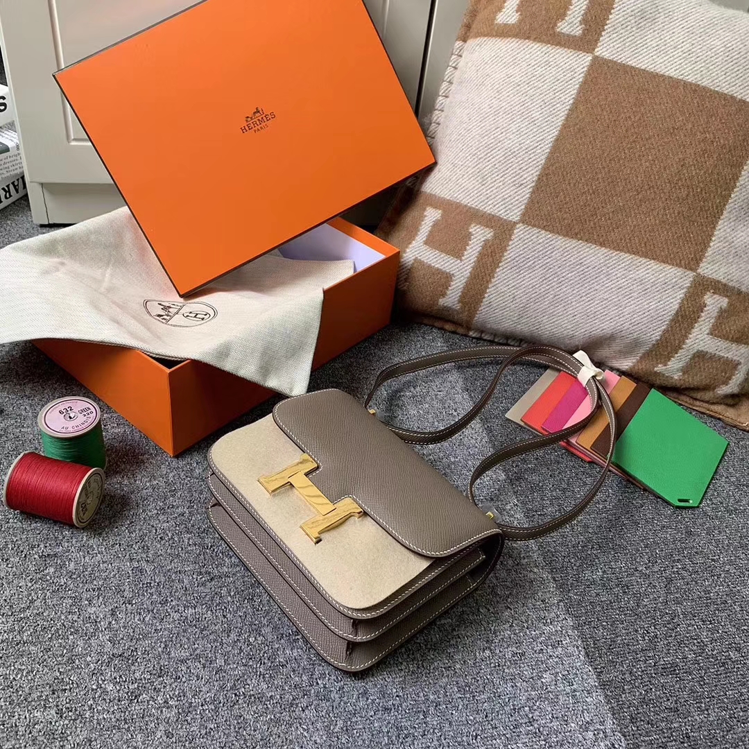 Hermès（爱马仕）CK18 大象灰 原厂御用顶级Epsom 皮 Constance 19 金扣 现货
