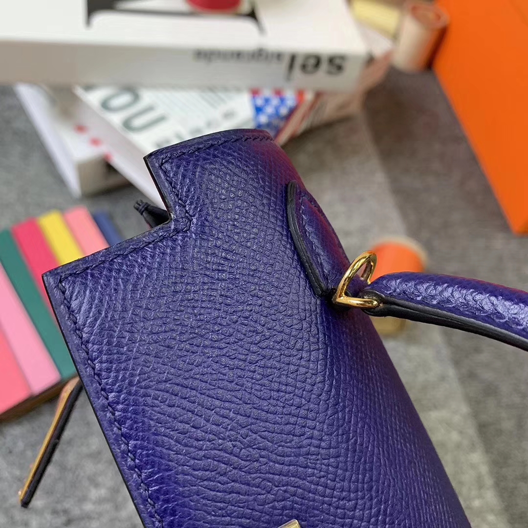 Hermès（爱马仕）M3 墨水蓝 原厂御用顶级Epsom 皮  Mini Kelly 二代 金扣 现货