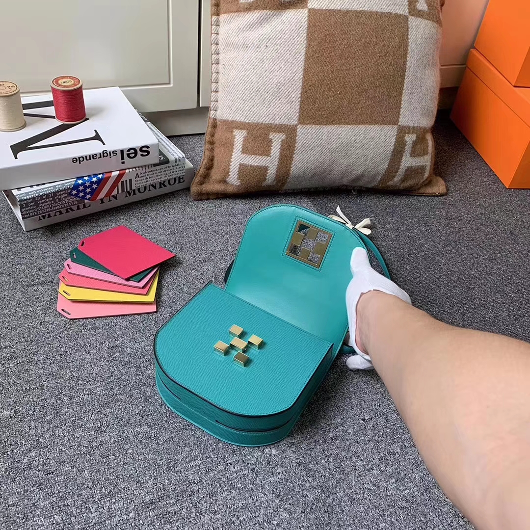 Hermès（爱马仕）马赛克包包 U1罗威纳绿 原厂御用顶级Epsom 皮 浅金扣 现货