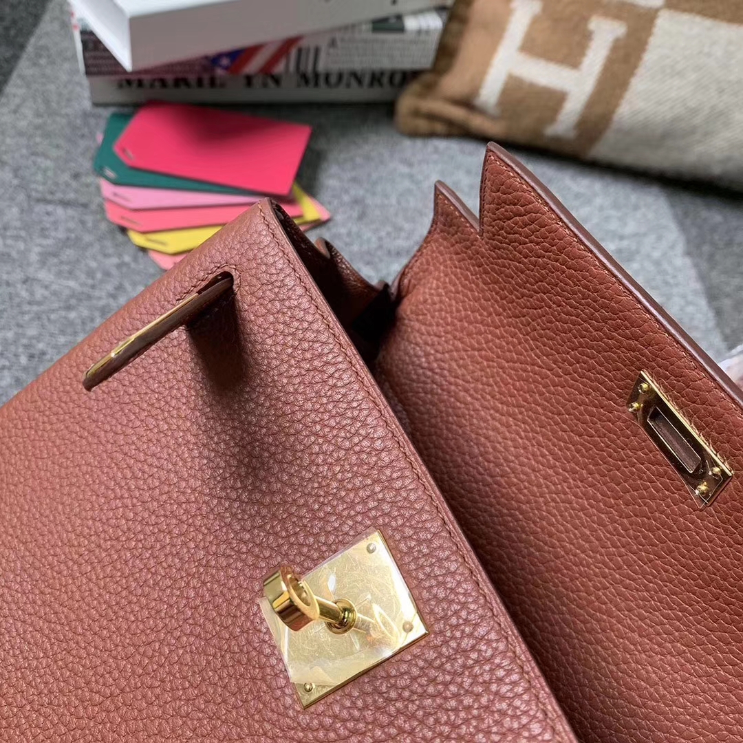 Hermès（爱马仕）6C古铜色 原厂御用顶级TC 皮 Kelly ado 金扣