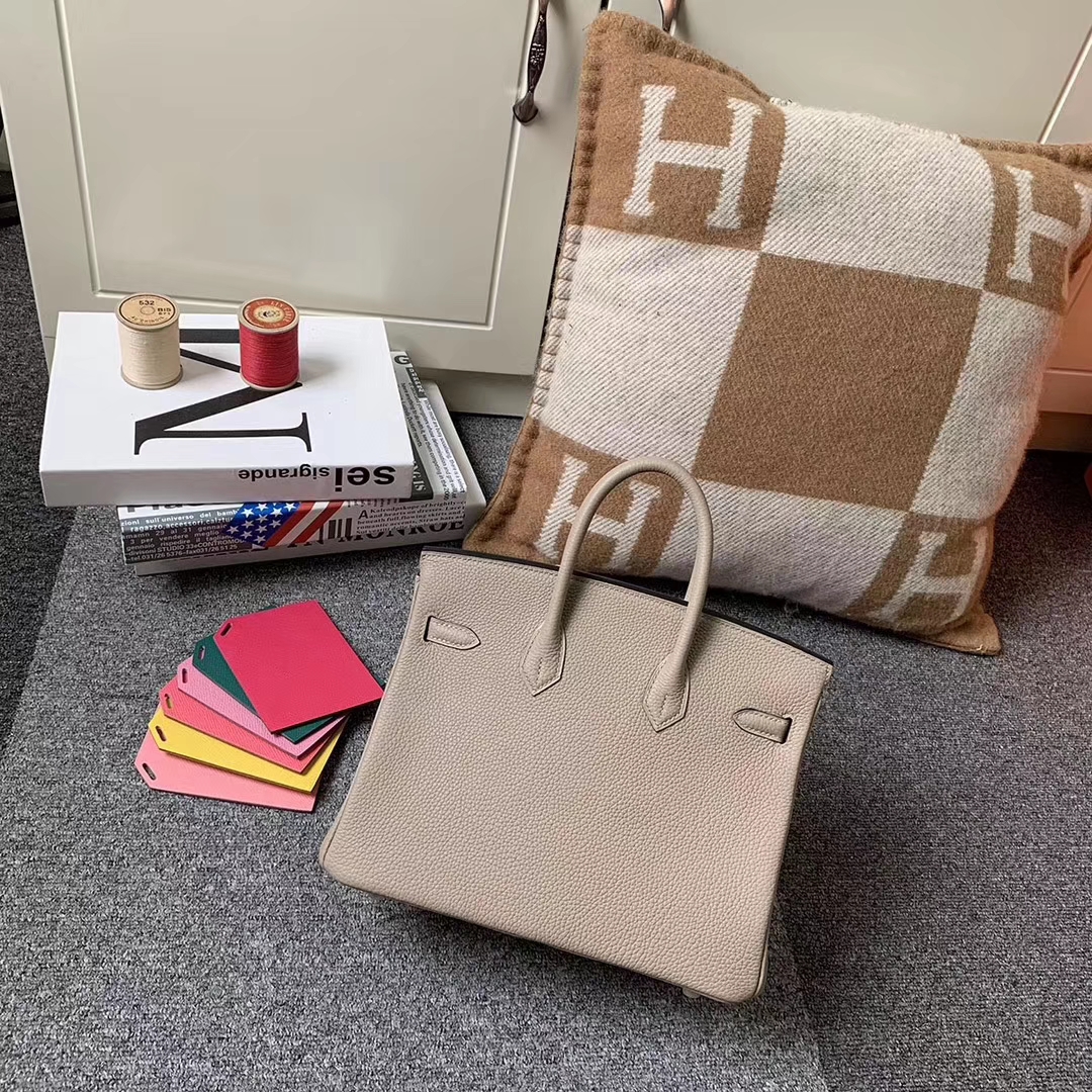 Hermès（爱马仕）CK81 斑鸠灰 原厂御用顶级小牛皮 Birkin 25 银扣 现货