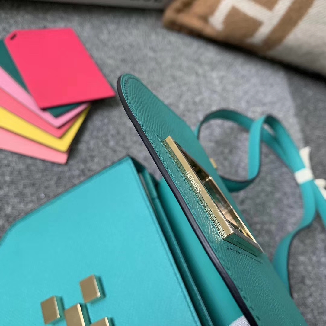 Hermès（爱马仕）马赛克包包 U1罗威纳绿 原厂御用顶级Epsom 皮 浅金扣 现货