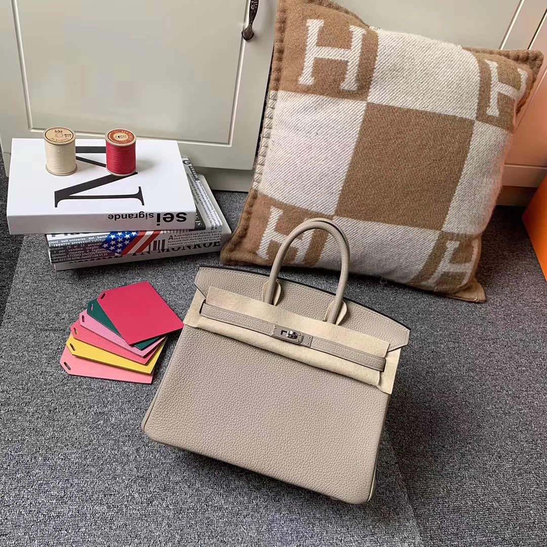 Hermès（爱马仕）CK81 斑鸠灰 原厂御用顶级小牛皮 Birkin 25 银扣 现货