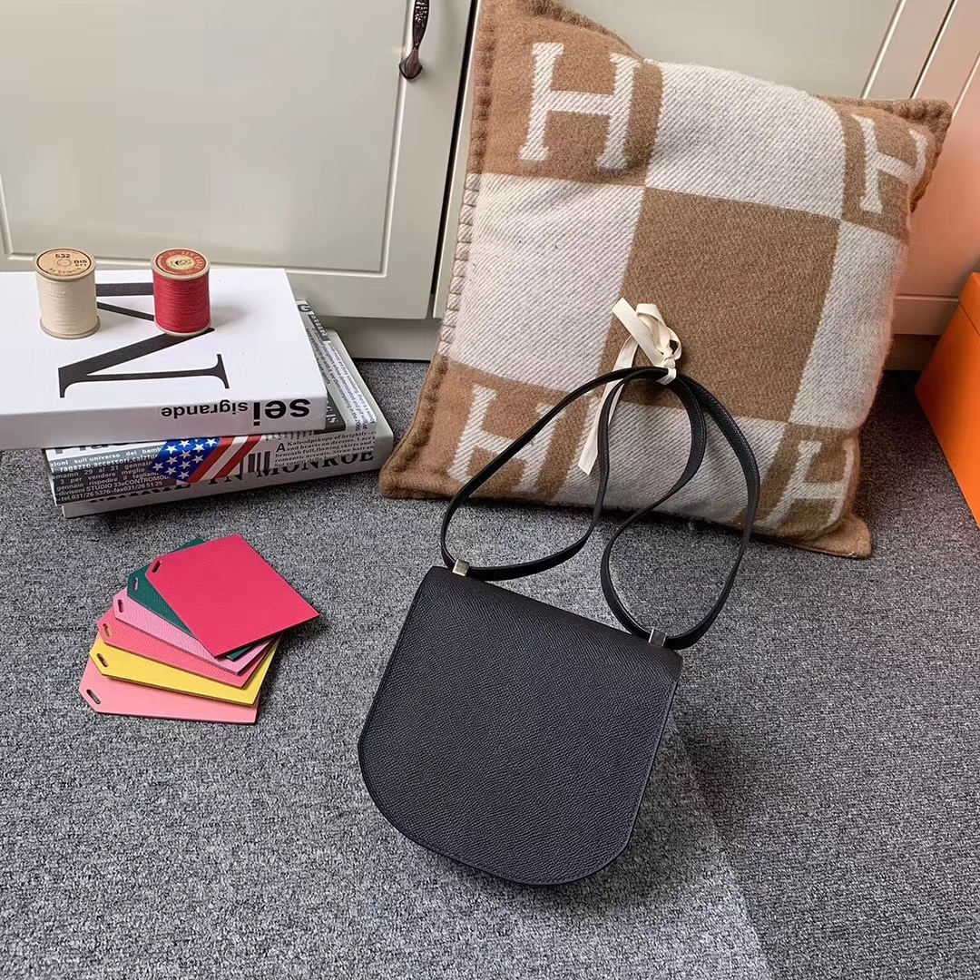 Hermès（爱马仕）马赛克包包 黑色 原厂御用顶级Epsom 皮 浅金扣 现货