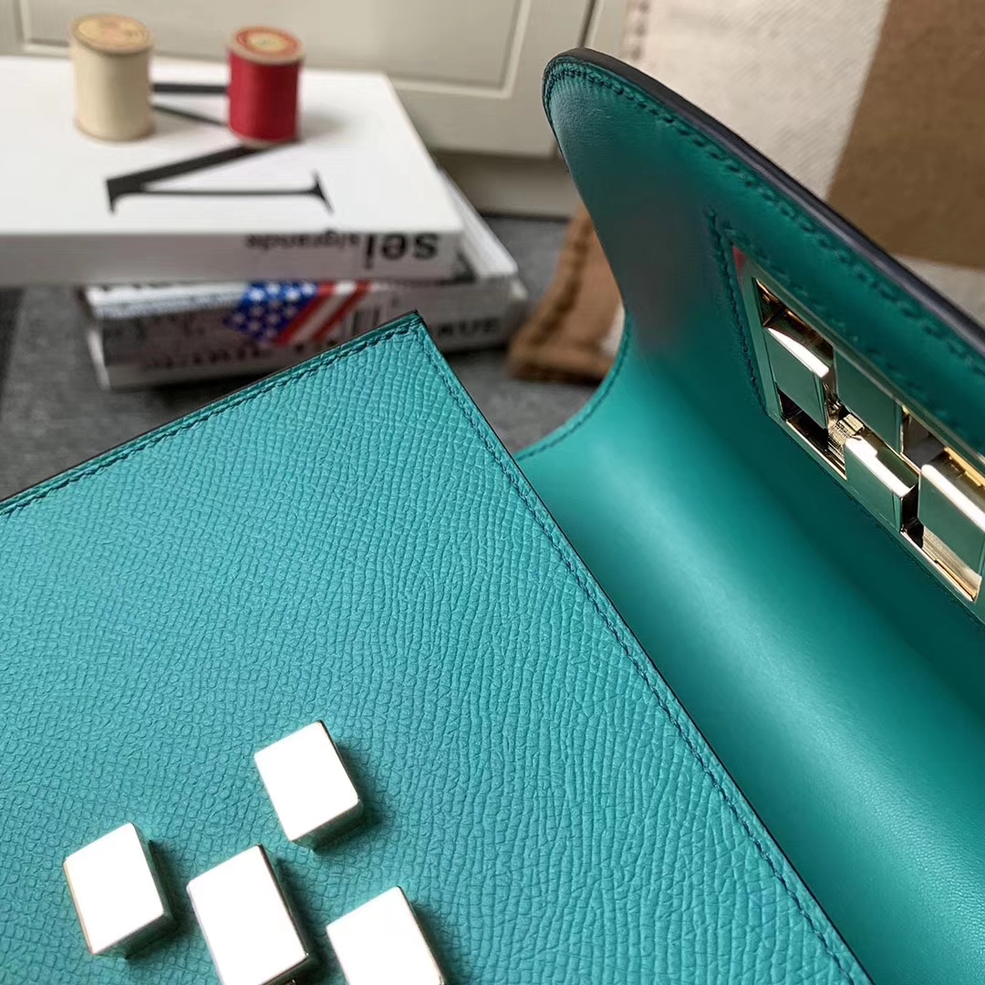 Hermès（爱马仕）马赛克包包 U1罗威纳绿 原厂御用顶级Epsom 皮 浅金扣 现货