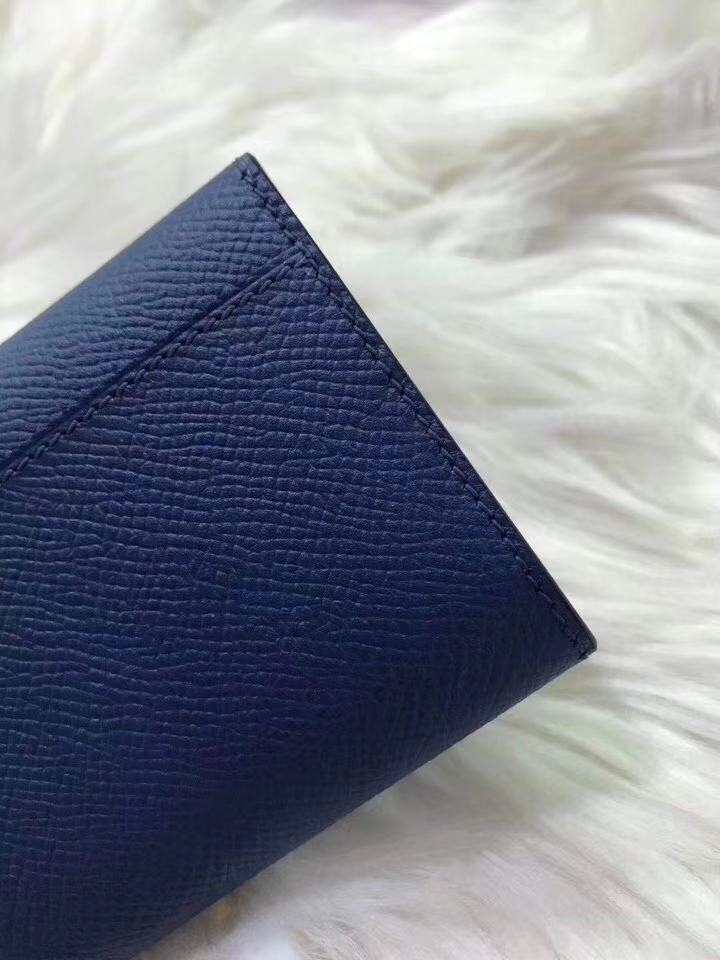 Hermès（爱马仕）新款卡包 clic mini 原装等级进口epsom皮 玛瑙蓝 金银现货