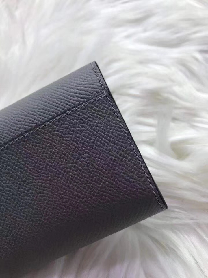 Hermès（爱马仕）新款卡包 clic mini 原装等级进口epsom皮 海鸥灰 金银现货