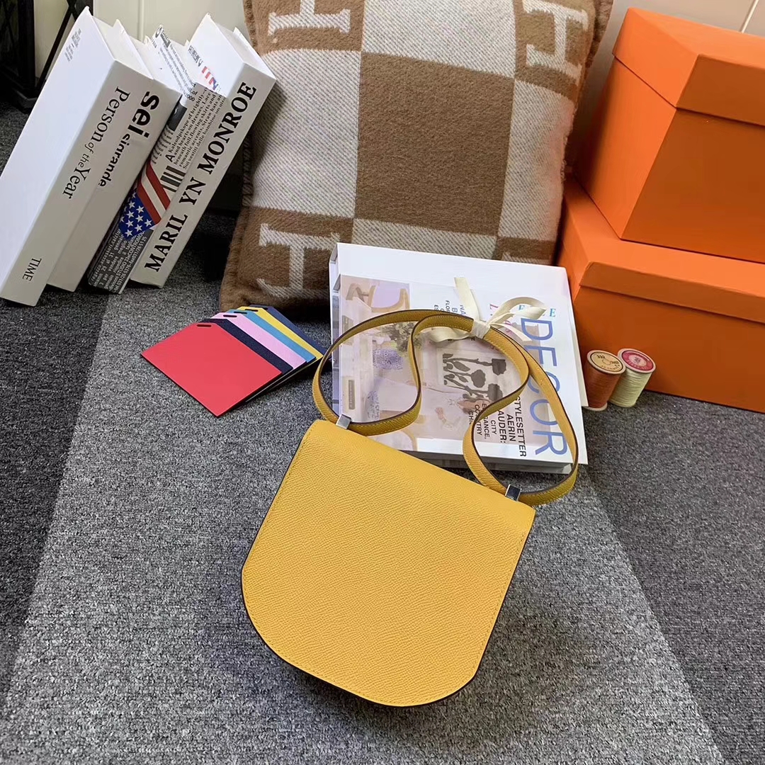 Hermès（爱马仕）9D琥珀黄 原厂御用顶级Epsom 皮 马赛克 银扣 现货