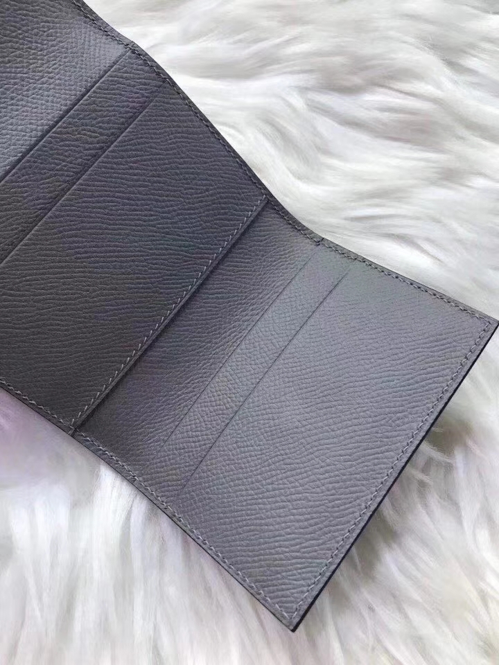 Hermès（爱马仕）新款卡包 clic mini 原装等级进口epsom皮 海鸥灰 金银现货